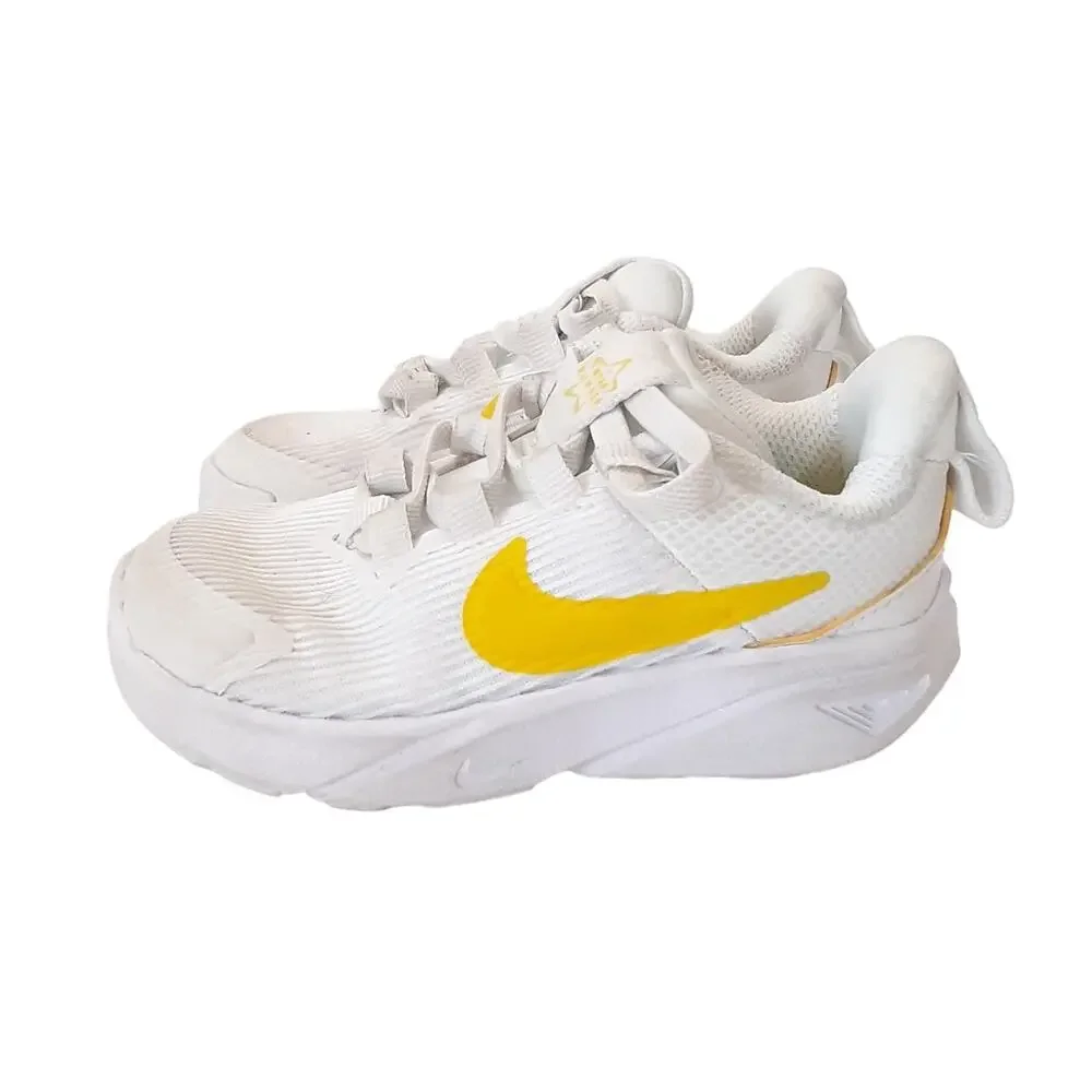 Nike Star Runner 4 Low Top Sneakers Baby 6C Toddler Running Shoes White Yellow